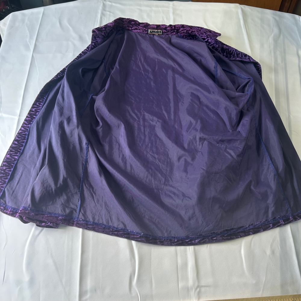 Vintage YMLA Unisex Purple Crushed Velvet Textured Button Down Shirt Long Sleeve - Picture 3 of 7